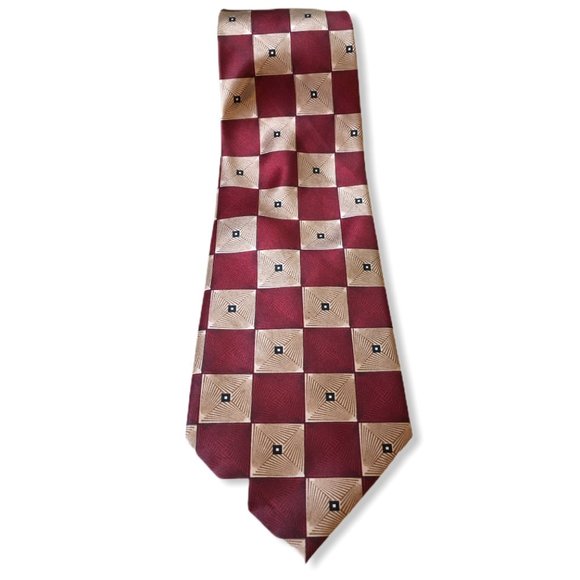 Jatala Men's Neck tie 100% silk red tan - Picture 2 of 4